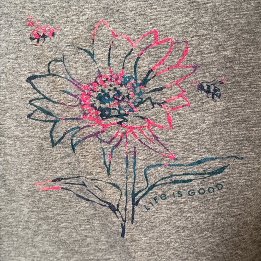 LIFE IS GOOD Gray Tank w/Floral Graphic
